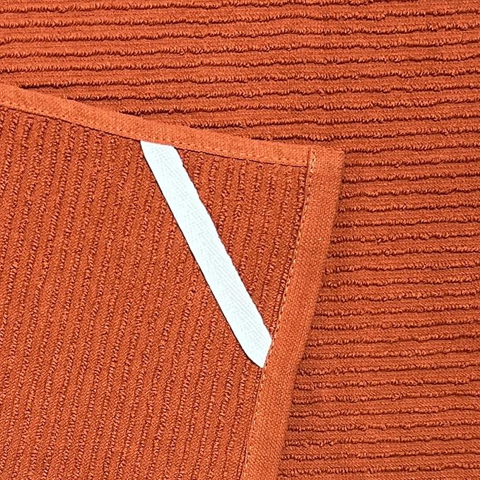 Serafina Home Kitchen Dish Towels for Hands Drying Cleaning Burnt Orange Rust 100% Cotton Soft Cloth Absorbent Terry Loop, Set of 3 Multipurpose Everyday Use Large Oversized 18" x 28"