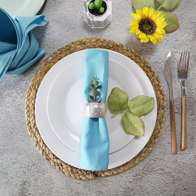 Sky Blue Cloth Napkins Set of 6, Cotton Cloth Napkins Washable Reusable, Perfect as Easter Christmas Thanksgiving Festival Holiday DinnerTable Decoration(Sky Blue)