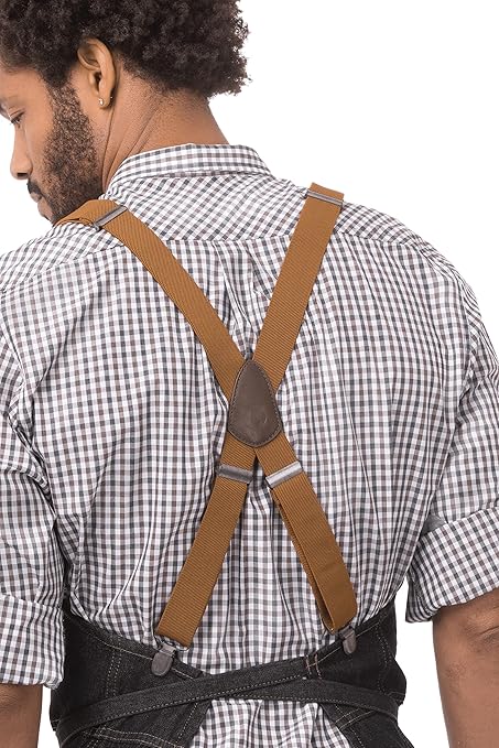 Chef Works Unisex Berkeley Bib Apron, Black W/Desert Sand Suspenders, One Size