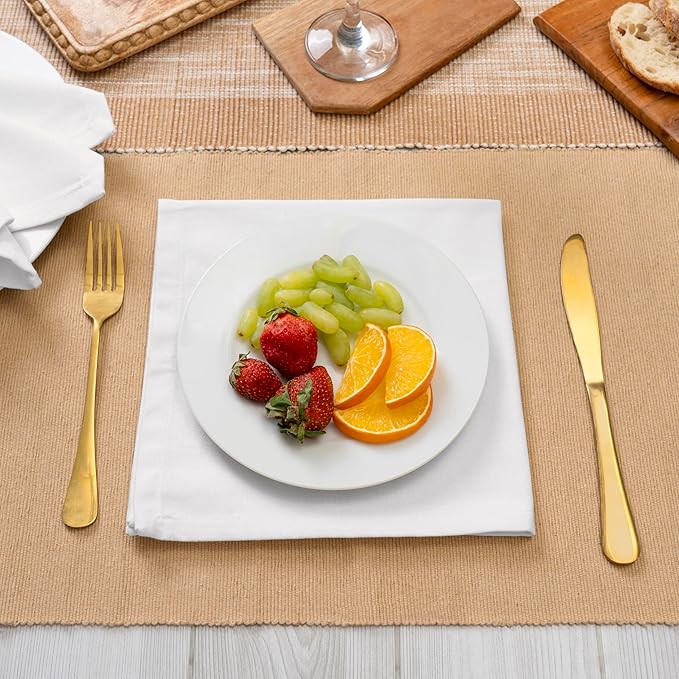 Blue Needles Solid Cloth Napkins Set of 12 White 100% Cotton Dinner Napkins 18x18 inches - Soft, Reusable, Absorbent & Washable Linen, Ideal for Spring Summer Easter Events Parties & Everyday Use