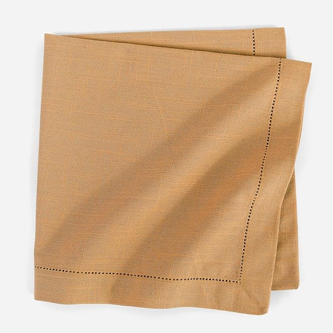FINGERCRAFT Cloth Napkin Hemstitched 20x20 Inch Generous Picot Hem, Mitred Corner, Everyday Use Premium Quality High GSM and Good Absorbency Set of 12 Easter Color Beige Brown