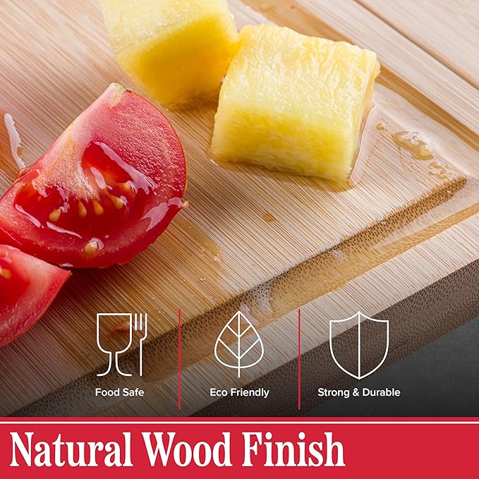 Over the Sink Cutting Board - Expandable Bamboo Wood Chopping Board with Juice Groove and Slip-Resistant Grips - Kitchen Essentials for Cutting, Chopping, and Slicing by Classic Cuisine