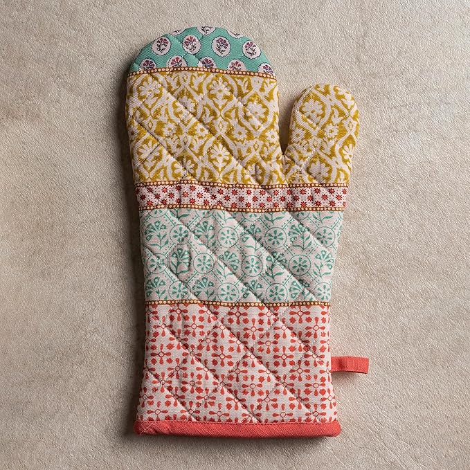 Maison d'Hermine Oven Gloves 100% Cotton Oven Mitt 7" x 13" with Loop Heat Resistant BBQ Cooking Gloves Baking Grilling Gifts for Mothers Day Spring/Summer (Pack of 1, Provence)