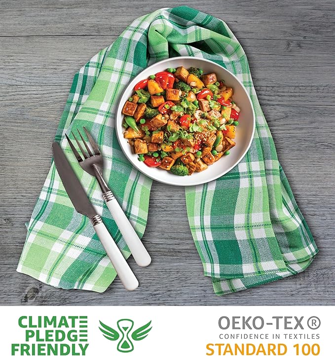 Urban Villa St Patricks Checks Kitchen Towels Set of 6 Buffalo Checks Kitchen Towels 20X30 Inches 100% Cotton Highly Absorbent Kitchen Towels Premium Quality Ultra Soft Mitered Corners Towel