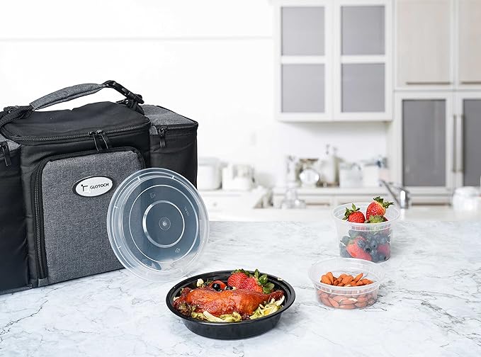Glotoch 16 oz Meal Prep Containers with Lids (50 Pack) – Reusable & disposable plastic food storage containers, Leak-resistant bento boxes for salads, snacks and portion control