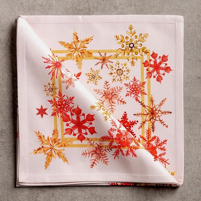 Maison d' Hermine Cloth Napkins Set of 4 100% Cotton for Thanksgiving Christmas Decorations Everyday Reusable Square Fall Napkins Cloth Washable Dinner Party (Crystal Star, 20"x20")