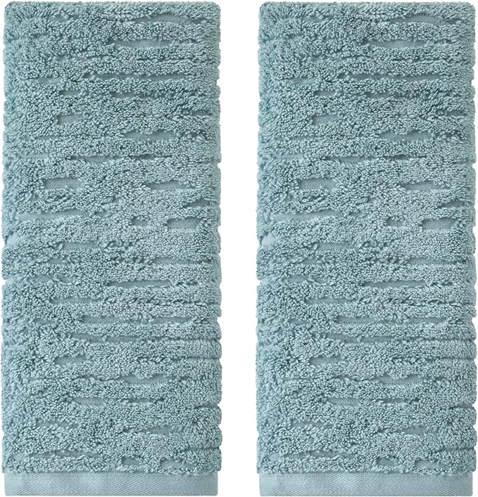SKL Home CloudSoft Cotton Luxury Hand Towel 2pc Set for Bath/Kitchen/Bar & Gift, Teal