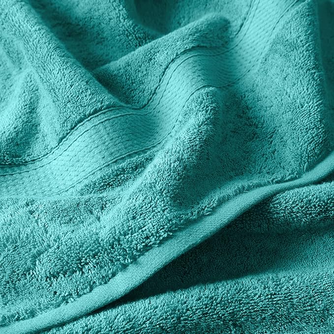 SUPERIOR Egyptian Cotton Pile 6 Piece Towel Set, Includes 2 Bath, 2 Hand, 2 Face Towels/Washcloths, Ultra Soft Luxury Towels, Thick Plush Essentials, Guest Bath, Spa, Hotel Bathroom, Turquoise
