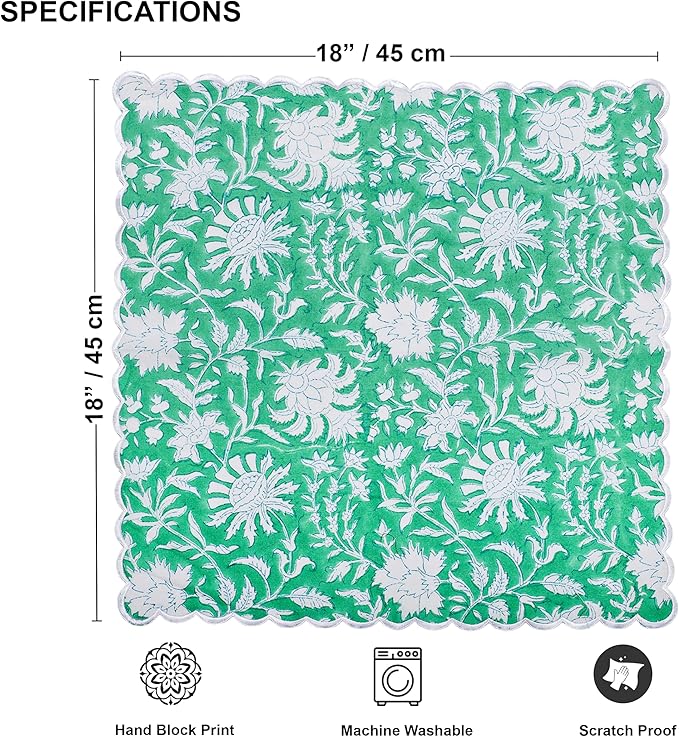 Ridhi Mint Green Cloth Napkins 100% Pure Cotton Farmhouse Wedding Dinner Napkins for Easter, Thanksgiving, Holiday Daily Wedding uses Napkins (4-20x20 Dinner Napkin)