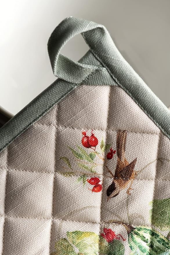 Maison d' Hermine Pot Holders Set 100% Cotton Heat Resistant Potholders 8" x 8" Hot Pads with Loop for Thanksgiving Christmas Decorations BBQ Cooking Baking Handling Hot Pans (Pack of 2, Lumina)