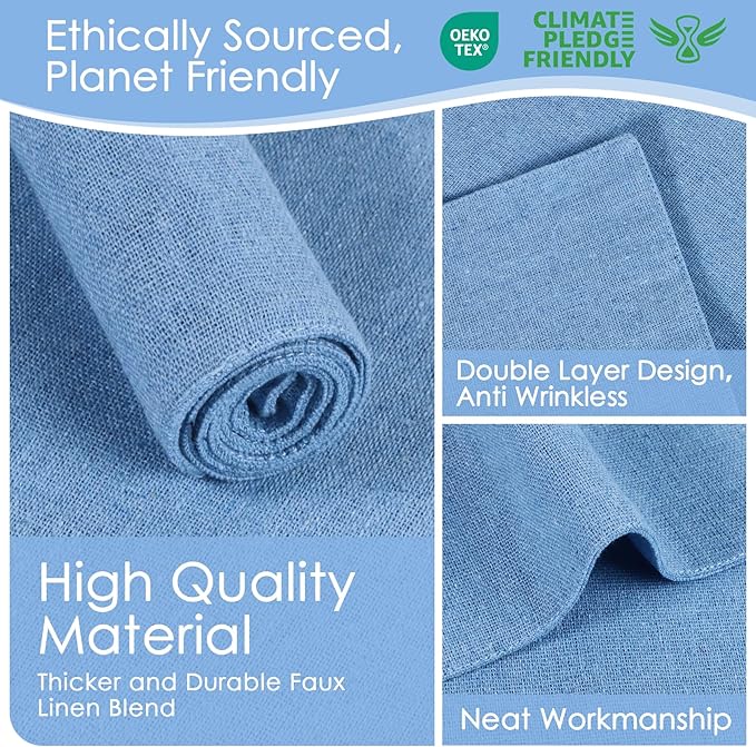 MANSPHIL Table Cloth Placemats Set of 4 Washable Cotton Thick Faux Linen Table Place Mats Heat Resistant Double Layer Fabric Wrinkle Free Dining Kitchen Table Decor - 13x19 Inch Oeko Tex Placemat