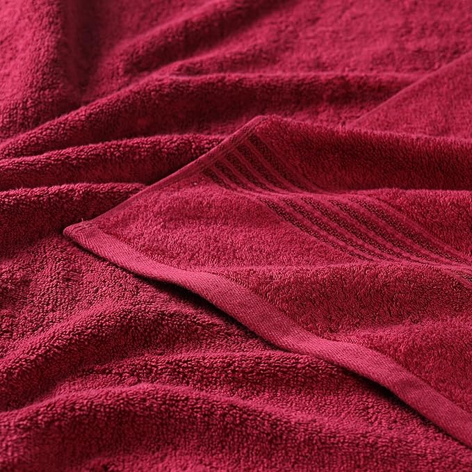 Superior Egyptian Cotton 8-Piece Towel Set, Assorted Towels for Home Bathroom, Guest Bath Decor Essentials, Includes 2 Bath, 4 Hand, 2 Face Towels/Washcloths, Quick Dry, Absorbent, Burgundy