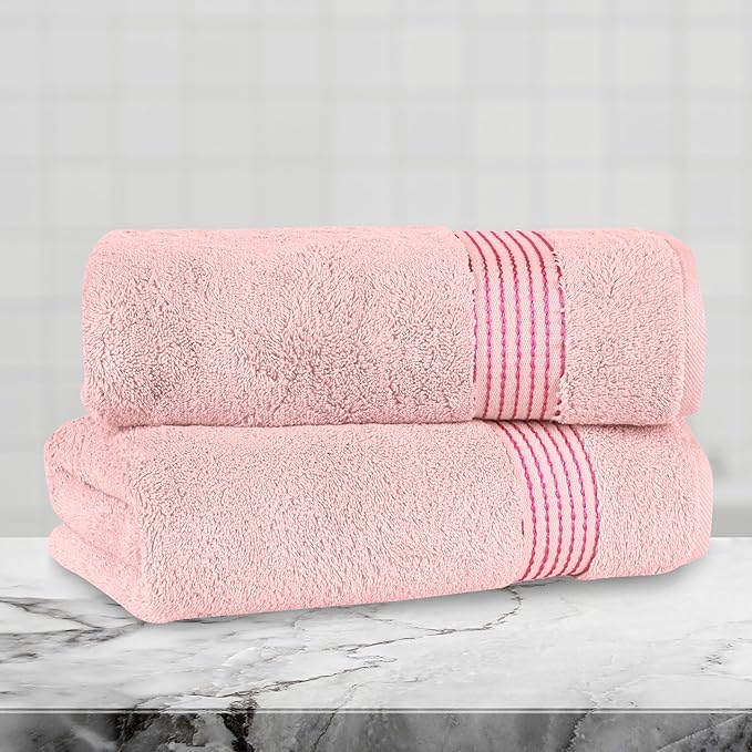 Mocassi Luxury 100% Turkish Cotton 2-Pack Bath Towel Set- Ultra Soft, Quick Dry Highly Absorbent 27 x 54 inch Premium Spa Hotel Quality 2PC Bath Towels - Luxurious Soft Bathroom Towels, Dusty Rose
