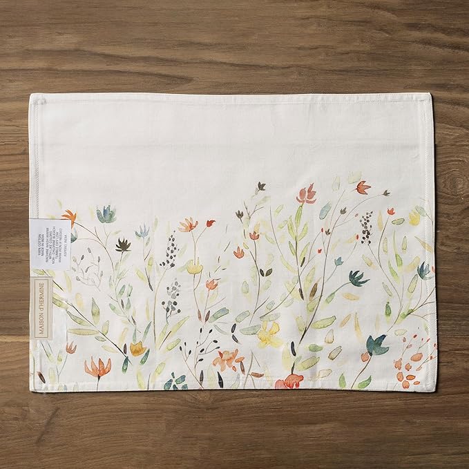 Maison d' Hermine Placemats Set of 4 100% Cotton Washable Cloth Place Mats Reusable Table Mats for Kitchen Dining Party Wedding Gifts for Mothers Day Spring/Summer (Colmar, 13" x 19")
