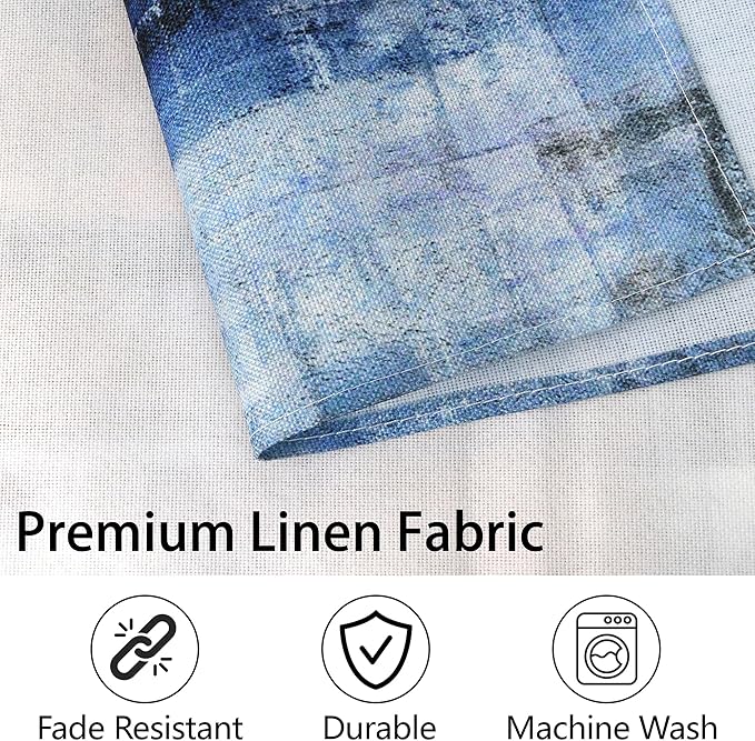 Blue and Gray Placemats Washable, Linen Rectangular Place Mats Set of 4, Dining Table Decor for Living Room, Kitchen, Farmhouse and Outdoor (Blue Gray, 12x18 Inch)
