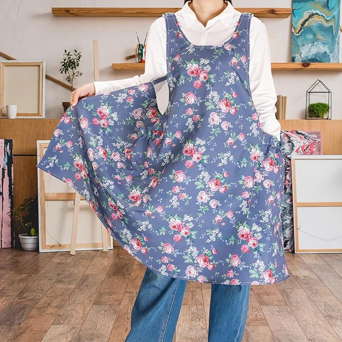 NEOVIVA Kitchen Aprons for Women with Pockets,Cooking Aprons for Women,Vintage Apron for Baking Gardening,Gifts for Mothers