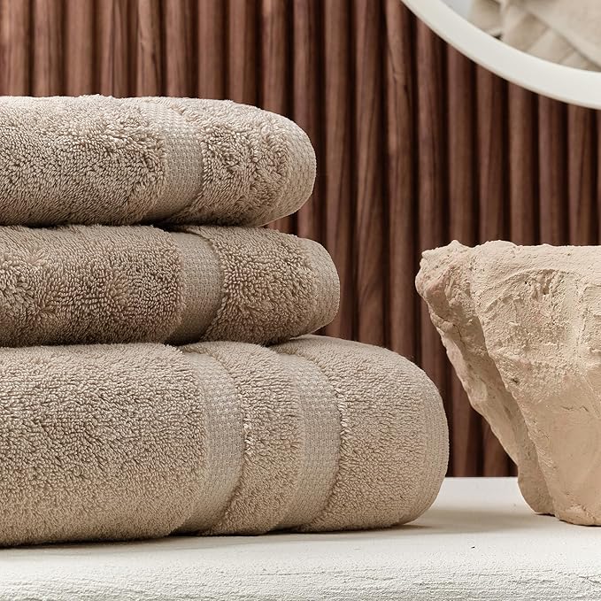 SOFE H&L | Olea Luxury Cotton Turkish Bath Towels Set of 4 Sand | Premium, Soft, Durable, Absorbent | Hotel Quality Plush Towels and Thick Towel Sets