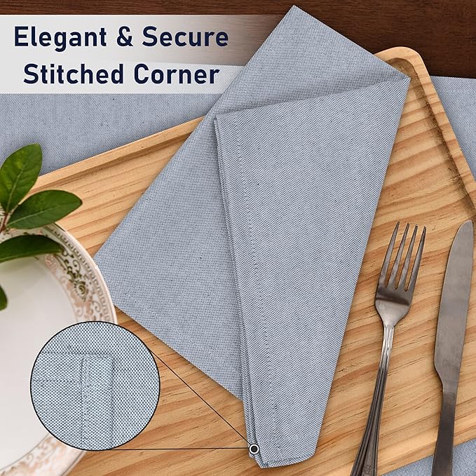 Ruvanti Cloth Napkins Set of 12, 18x18 Reusable Napkins Cloth Washable, Soft & Durable Table Napkin, Poly Cotton Fabric Dinner Napkins for Parties, Christmas, Thanksgiving, Weddings - Grape