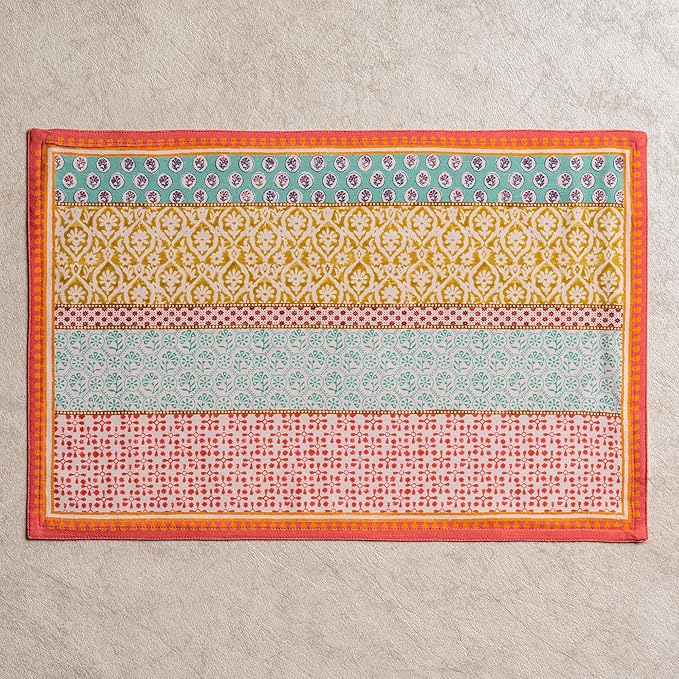 Maison d' Hermine Placemats Set of 4 100% Cotton Washable Cloth Place Mats Reusable Table Mats for Kitchen Dining Party Wedding Gifts for Mothers Day Spring/Summer (Provence, 13" x 19")