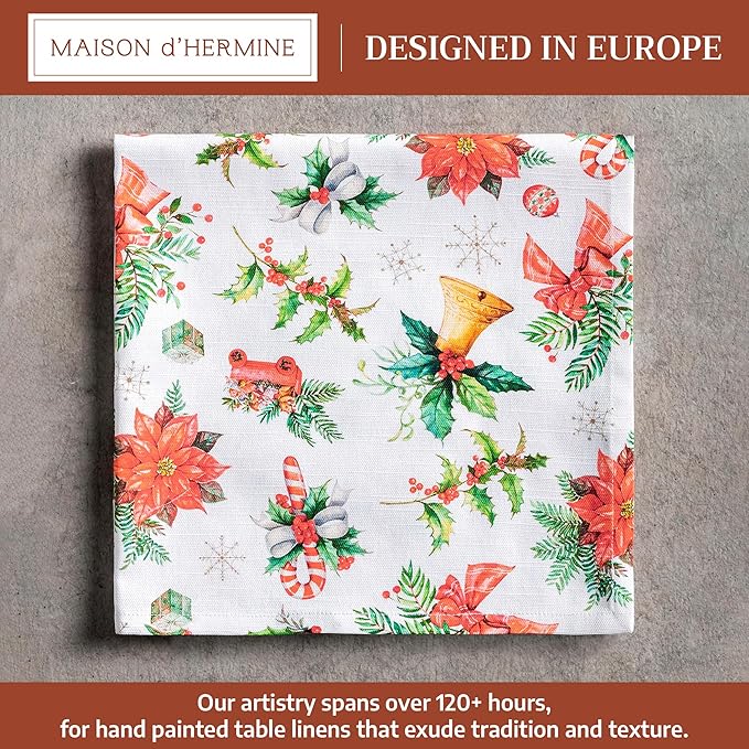 Maison d' Hermine Cloth Napkins Set of 4 100% Cotton for Thanksgiving Christmas Decorations Everyday Reusable Square Fall Napkins Cloth Washable Dinner Party (Chromo, 20"x20")