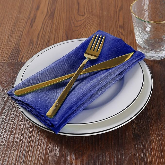 Cloth Napkins 17x17 inch Washable Polyester Dinner Napkins Soft Table Napkins for Wedding Party Dining Banquet(Royal Blue,25PCS)