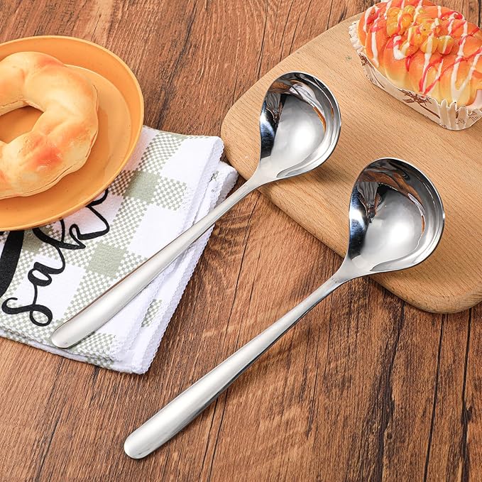 10 Pcs Small Sauce Ladle, 8.2 Inch Stainless Steel Small Serving Ladle Gravy Soup Spoon Ladles (Silver)
