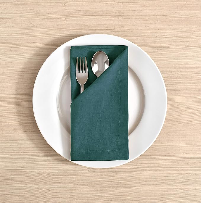FINGERCRAFT Dinner Cloth Napkin Cotton Linen Blend 12 Pack Natural Premium Quality Mitred Corner for Every Day Use Pre Shrunk and Good Absorbency 18x18 in Easter Color Teal