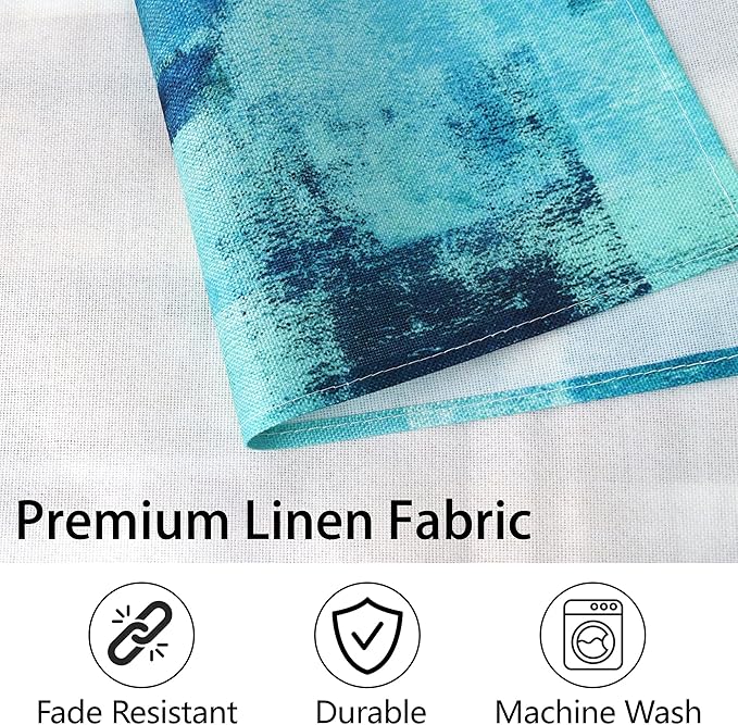Teal and Gray Placemats Washable, Linen Rectangular Place Mats Set of 4, Dining Table Decor for Living Room, Kitchen, Farmhouse and Outdoor