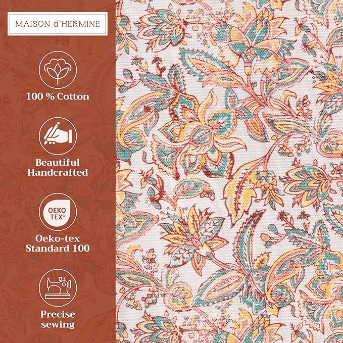 Maison d' Hermine Placemats Set of 4 100% Cotton Washable Cloth Place Mats, Reusable Table Mats for Thanksgiving Christmas Decorations Kitchen Dining Party Wedding Restaurant (Nila, 13" x 19")