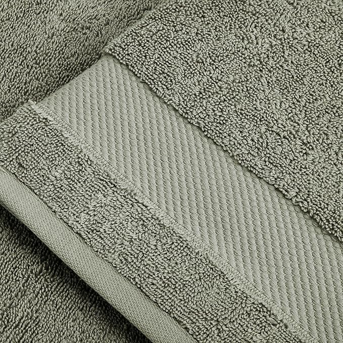 BIOWEAVES 100% Organic Cotton 700 GSM Plush Premium Washcloths 13" x 13" GOTS Certified, Face Towels Perfect for Home & Bathroom - Sage, Pack of 12