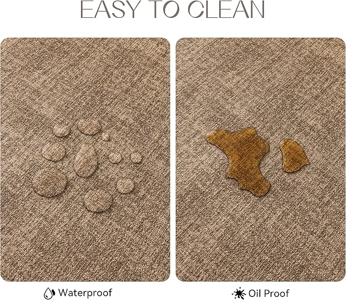 Romanstile Vinyl Placemats Set of 6-12 X 17 Inch - Faux Leather 100% Waterproof Oil-Proof Wipeable Place Mats, Heat Resistant Reversible PU Table Mats for Kitchen Dining Party Outdoor, Coffee