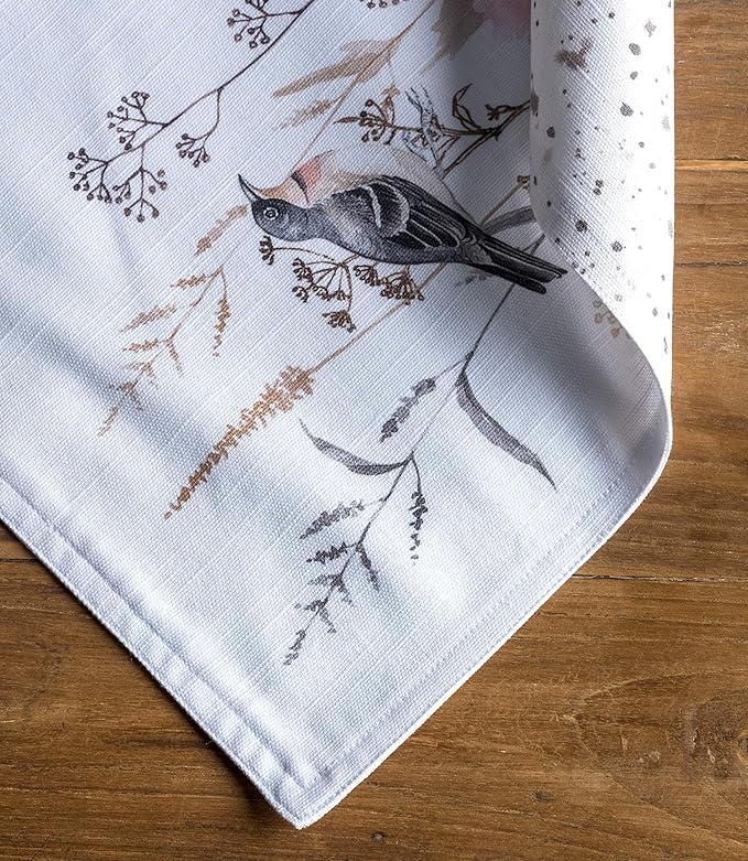 Maison d' Hermine Placemats Set of 4 100% Cotton Washable Cloth Place Mats Reusable Table Mats for Kitchen Dining Wedding Gifts for Mothers Day Spring/Summer (Meadow Florals - Brown, 13" x 19")