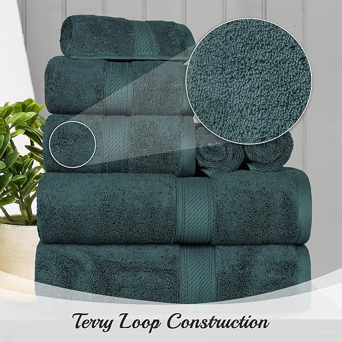 SUPERIOR Egyptian Cotton Pile Bath Sheet Set of 2, Ultra Soft Luxury Towels, Thick Plush Essentials, Absorbent Heavyweight, Guest Bath, Hotel, Spa, Home Bathroom, Shower Basics, Teal