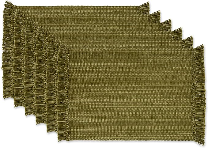 DII Variegated Tabletop Collection, Placemat Set3x19, Olive Green, 6 Piece