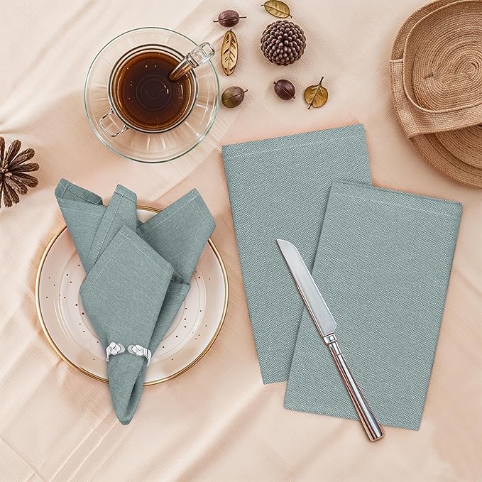 Ruvanti Cloth Napkins Set of 12, 18x18 Reusable Napkins Cloth Washable, Soft & Durable Table Napkin, Poly Cotton Fabric Dinner Napkins for Parties, Christmas, Thanksgiving, Weddings - Army Green