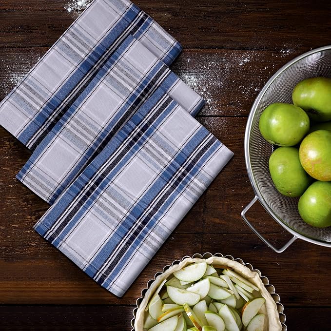Urban Villa Cotton Dinner Napkins Set of 12, 20x20 Inches Blue Checks, Soft Premium Hotel Quality Napkins, Highly Absorbent, Reusable & Washable Table Dinner Cloth Napkins for Parties & Wedding