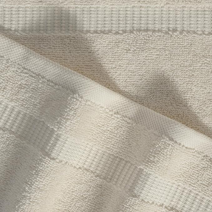 SALBAKOS 100% Turkish Cotton Washcloth Set of 12 13x13 inch | Heirloom Quality | Hotel & Spa Collection | Ultra Soft, Super Absorbent, Washcloth Towels | Made in Turkey (Ivory, 12 Washcloths)