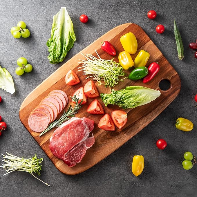 Acacia Wooden Cutting Board,JAMES.F Large Wood Cutting Boards for Kitchen, Big Chopping Boards Thick Serving Boards for Meat, Bread or Vegetables (Large,18.1" x 11.8" x 0.7")
