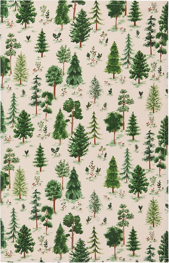 Now Designs by Danica Kitchen Cloth Towel, Cotton, Woodland Print, 18 x 28in, Green, Brown, Gray