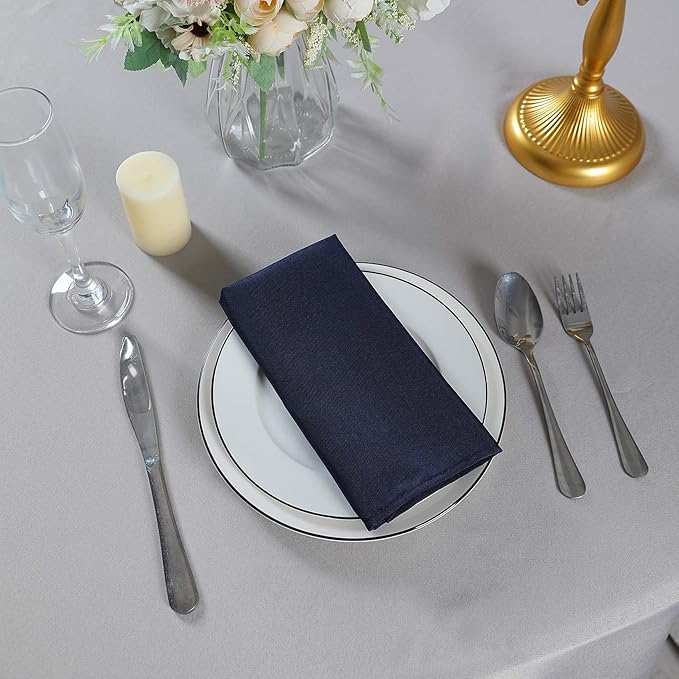 Cloth Napkins 17x17 inch Washable Polyester Dinner Napkins Soft Table Napkins for Wedding Party Dining Banquet(Navy,25PCS)