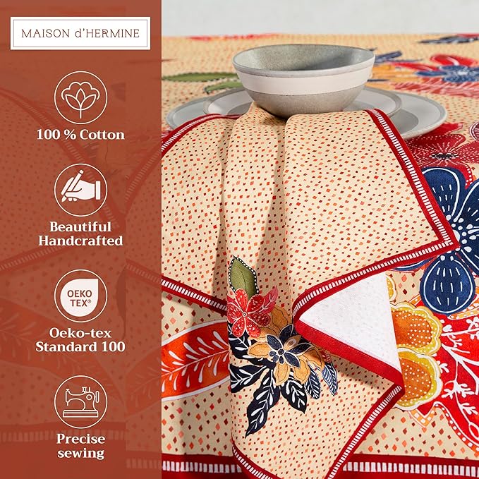 Maison d' Hermine Cloth Napkins Set of 4 100% Cotton for Thanksgiving Christmas Decorations Everyday Reusable Square Fall Napkins Cloth Washable Dinner Party (Kalahari, 20"x20")