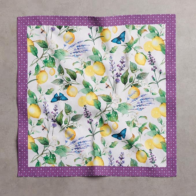 Maison d' Hermine Cloth Napkins Set of 4 100% Cotton Everyday Reusable Square Napkins Cloth Washable Dinner Party Wedding Restaurant Gifts for Mothers Day Spring/Summer (Sivergue, 18" x 18")