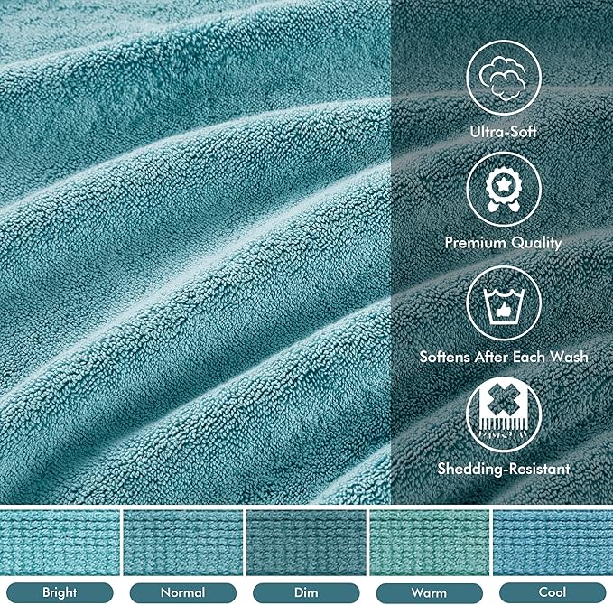 Madison Park 800GSM Bath Sheet Towel Oversized 34" x 68" 2 Pack 100% Cotton Bath Towel Set Highly Absorbent Hotel Spa Quality for Bathroom, Aqua