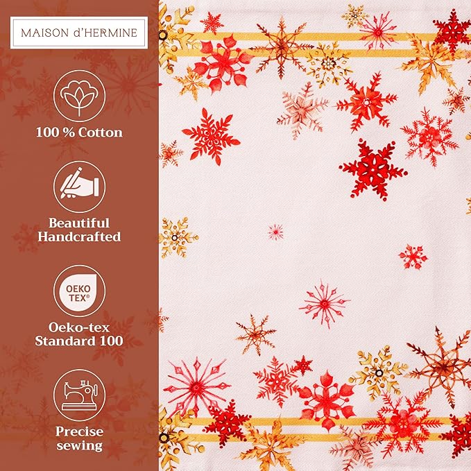 Maison d' Hermine Placemats Set of 4 100% Cotton Washable Cloth Place Mats, Reusable Table Mats for Thanksgiving Christmas Decorations Kitchen Dining Party Wedding Restaurant (Crystal Star, 13" x 19")