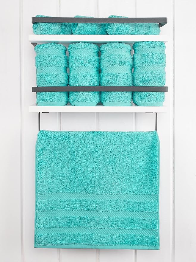 American Soft Linen Luxury Hand Towels for Bathroom, 600 GSM Heawy Weight 16x28 Size 100% Cotton Turkish 4 Piece Hand Face Towel Set, Turquoise Blue Hand Towels