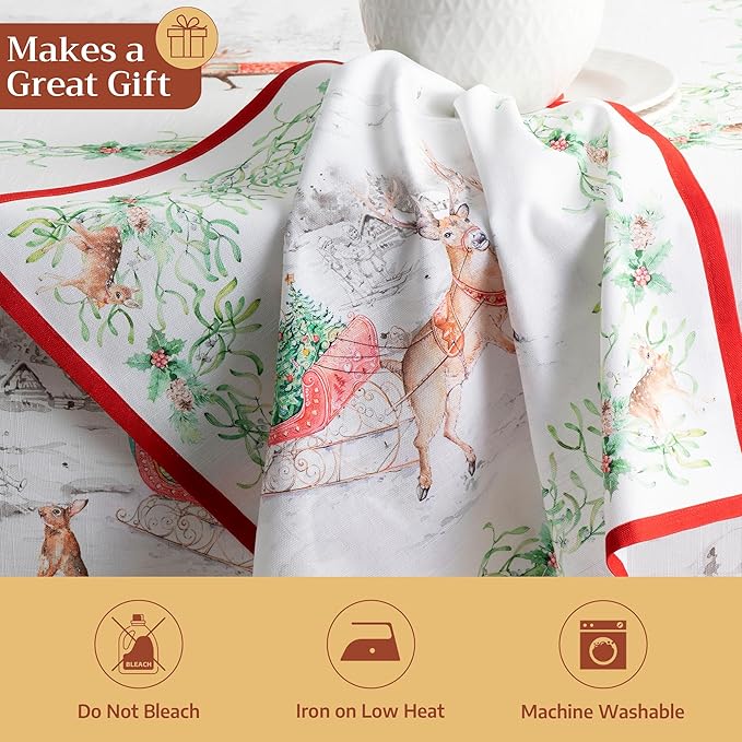 Maison d' Hermine Cloth Napkins Set of 4 100% Cotton for Thanksgiving Christmas Decorations Everyday Reusable Square Fall Napkins Cloth Washable Dinner Party (Christmas Tradition, 20"x20")