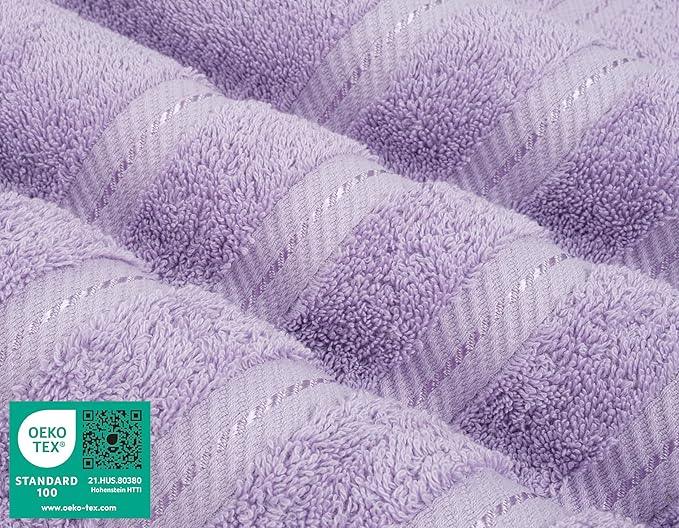 American Soft Linen Premium 3 Piece Towel Set, 1 Bath Towel 1 Hand Towel 1 Washcloth, 600 GSM 100% Cotton Turkish Towels for Bathroom, Lilac Towel Set