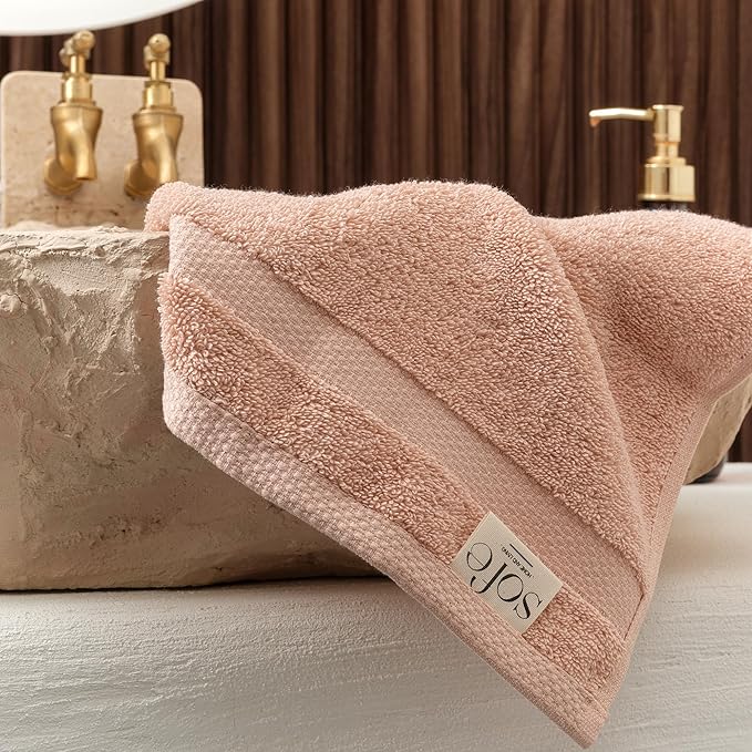SOFE H&L | Olea Luxury Turkish Cotton Hand Towels Set of 4 Blush | Premium, Soft, Durable, Absorbent | Hotel Quality Plush Towels and Thick Towel Sets