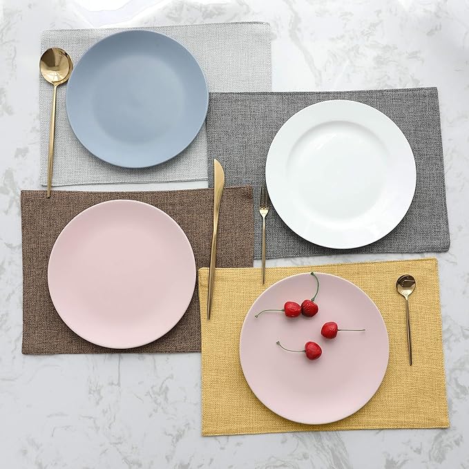 Home Brilliant Cloth Placemats Set of 4 Linen Placemat Washable Heat Resistant Dining Table Place Mats for Kitchen Table Holiday Dinner Spring Decoration, Yellow