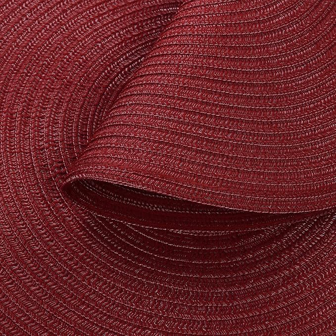 SHACOS Round Placemats Set of 4 for Dining Table 15 inch Round Braided Place Mats Washable Non Slip Kitchen Table Mats, Burgundy